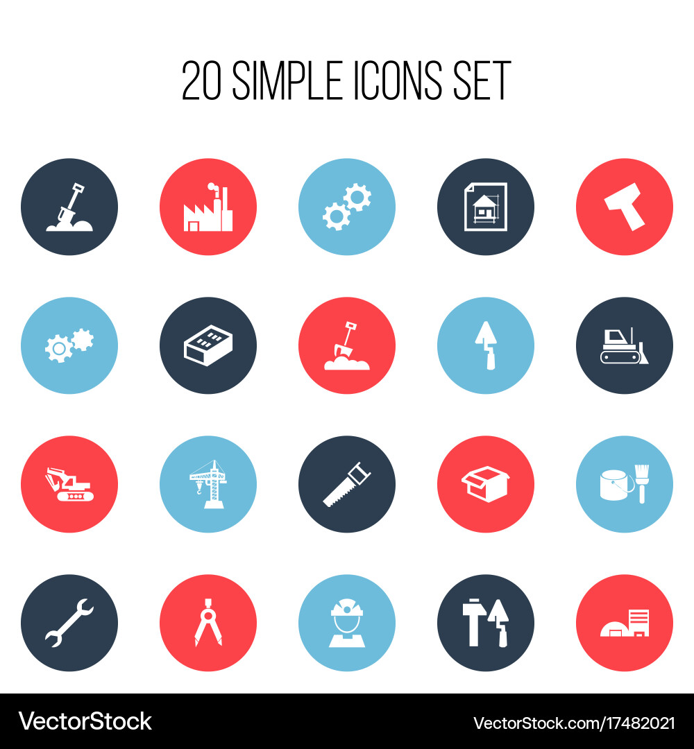 Set of 20 editable structure icons includes Vector Image