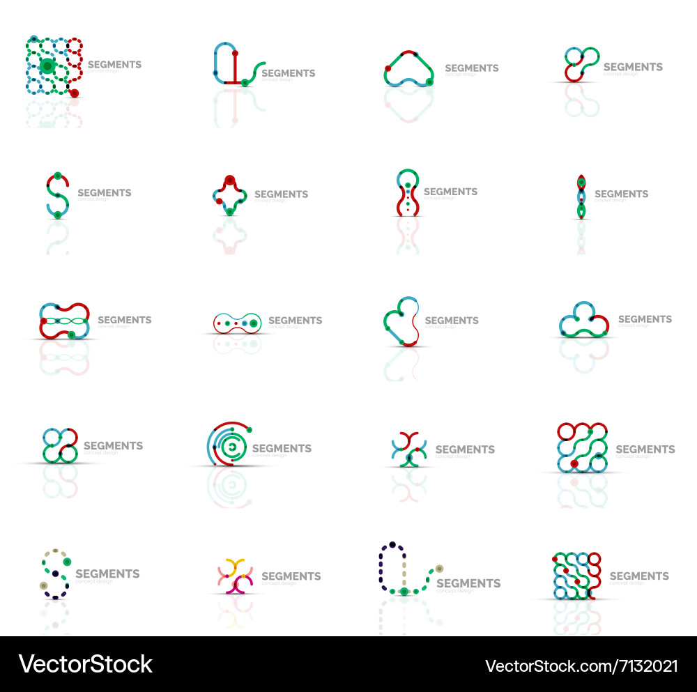 Set of linear abstract logos swirl circle vector image