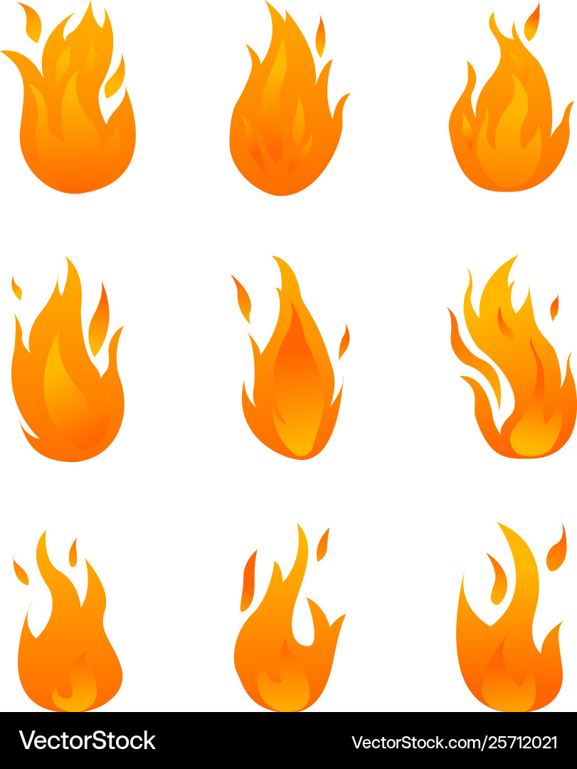 Set with different kinds gradient flames Vector Image