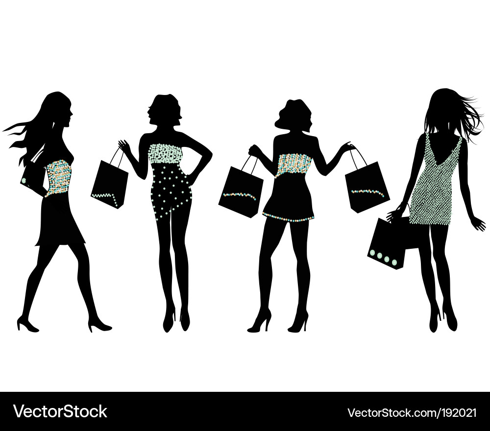 Silhouetted Fashion Figures Vector Image
