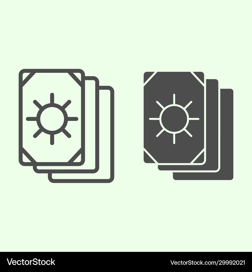Tarot cards line and solid icon oracle card stack Tarot cards line and solid icon oracle card stack Vector Image