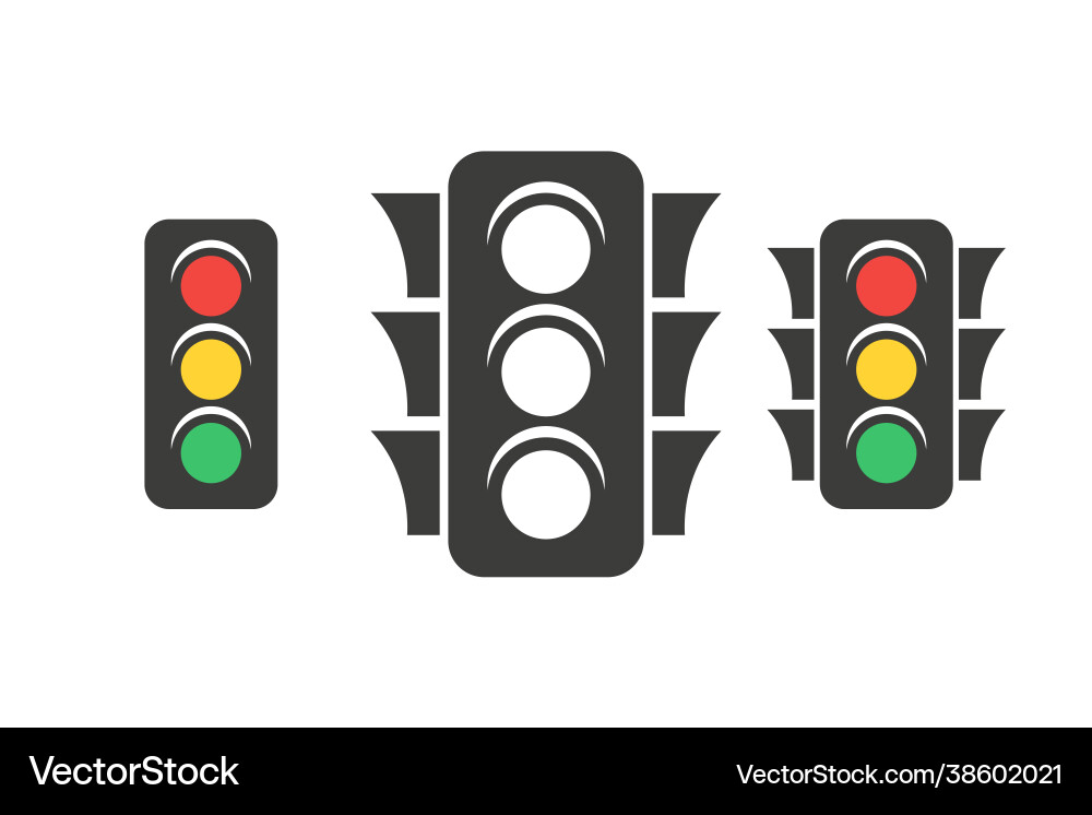 Traffic light simple icon set flat style element Traffic light simple icon set flat style element vector image