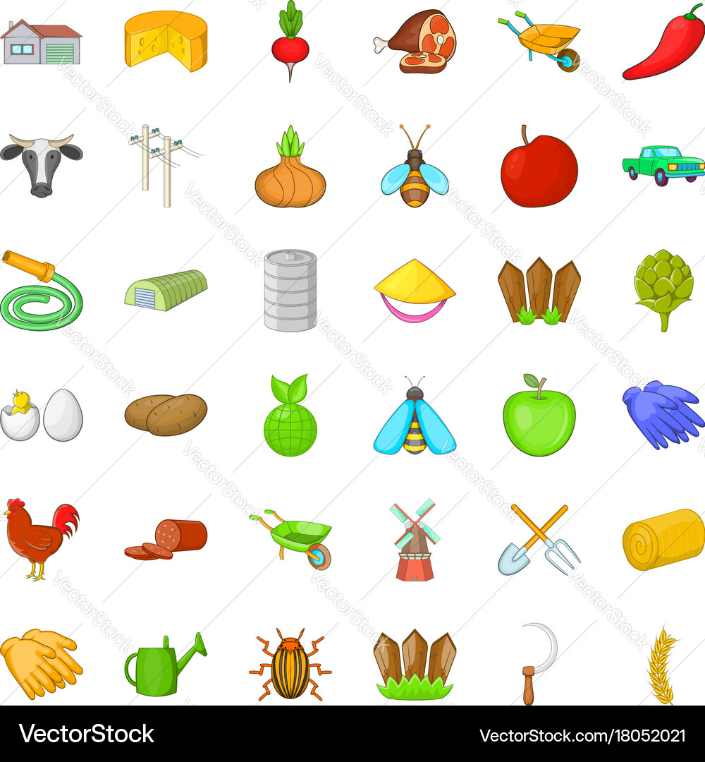 Tree icons set cartoon style Vector Image