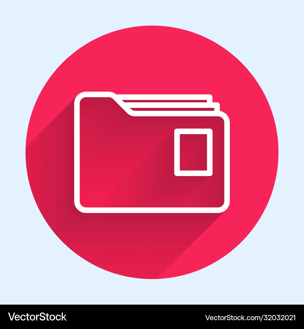 White line document folder icon isolated with long White line document folder icon isolated with long vector image