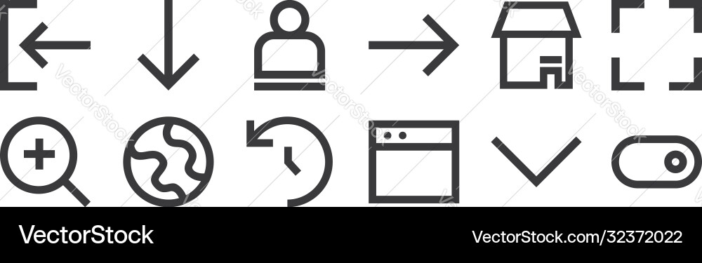 12 set linear user interface icons thin 12 set linear user interface icons thin Vector Image