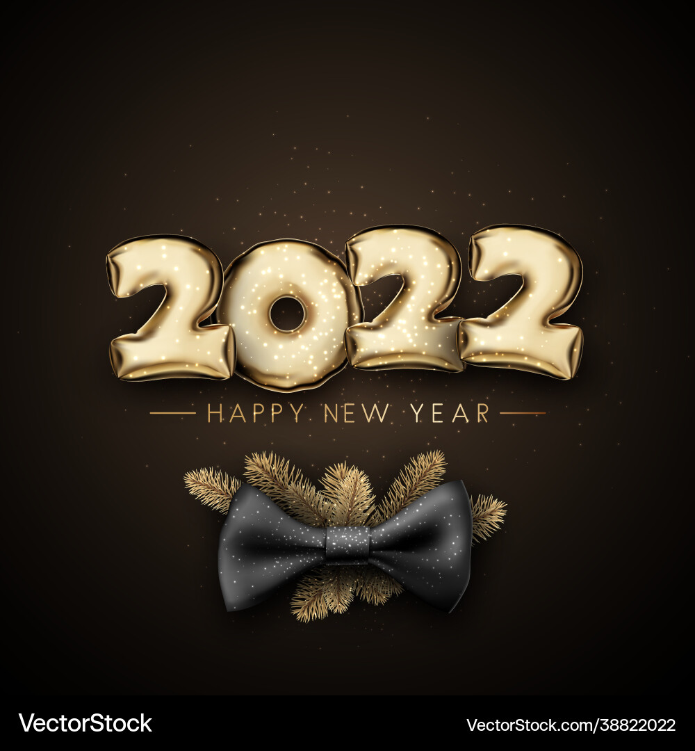 2022 balloon number with a bow and spruce branches Vector Image