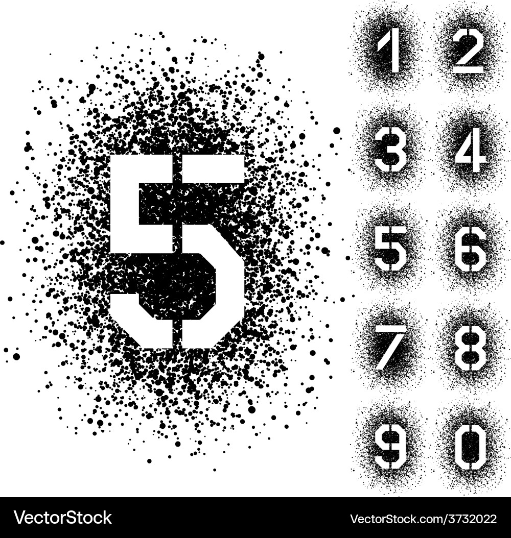 Angular Spray Stencil Numbers vector image