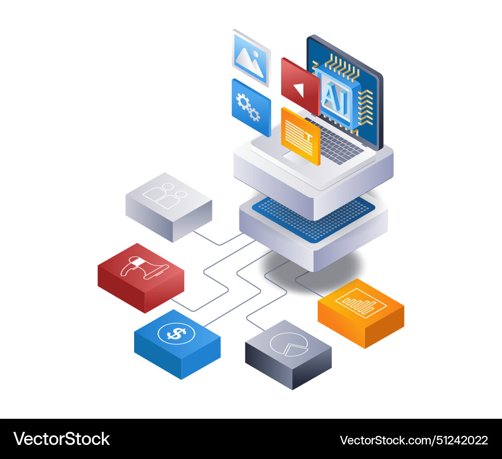 Artificial intelligence network startup launching Artificial intelligence network startup launching vector image