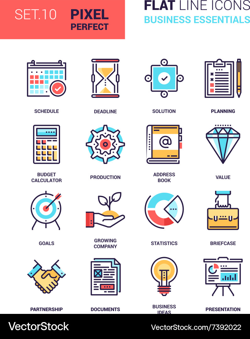 Business Line Icons - Essential Tools Royalty Free Vector