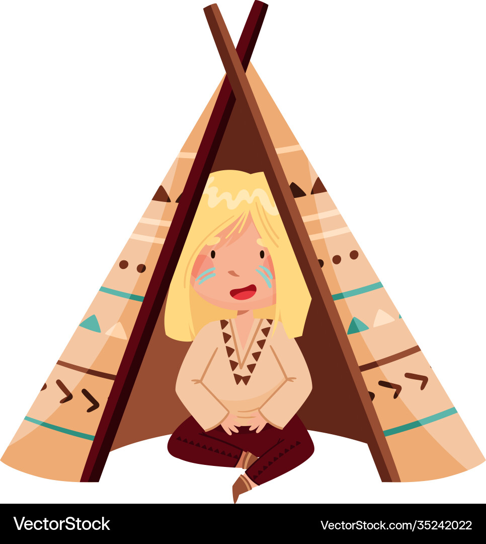 Cute girl with indian war paint on her face Cute girl with indian war paint on her face vector image