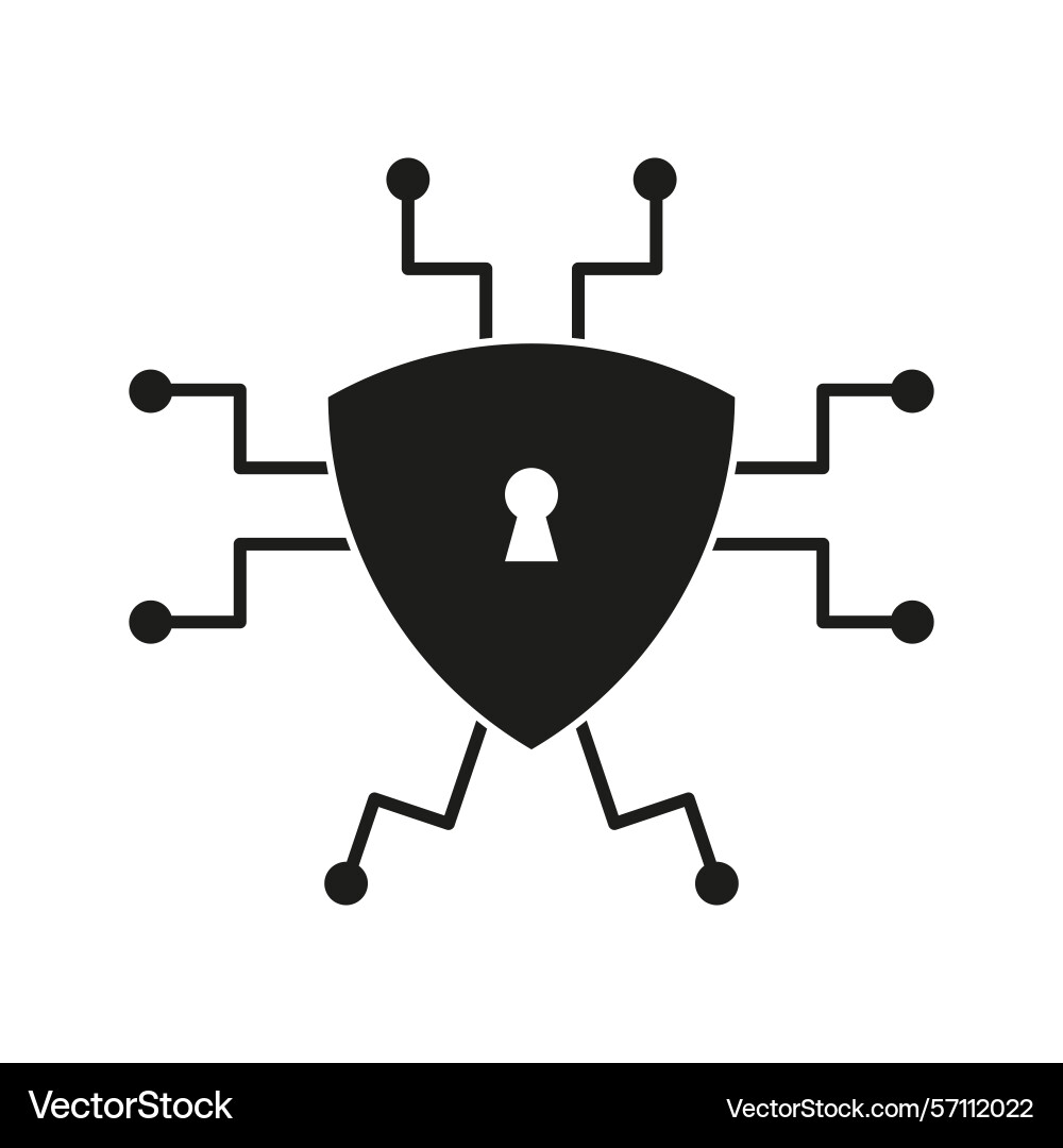 Cybersecurity shield icon lock access network Cybersecurity shield icon lock access network vector image