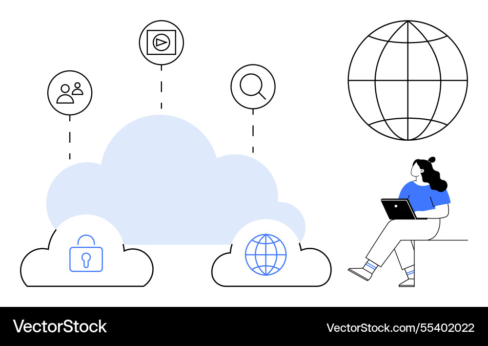Digital cloud services with security user access Digital cloud services with security user access vector image