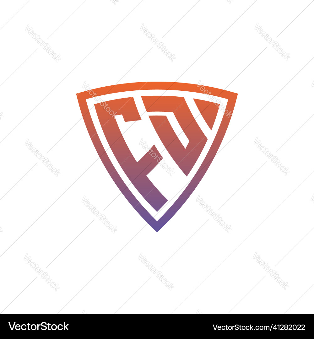 Fd logo shield monogram gradient style design Fd logo shield monogram gradient style design Vector Image