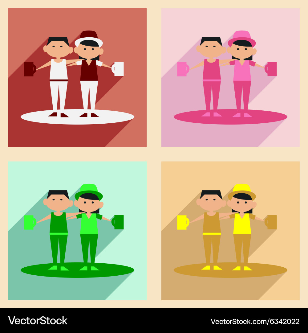 Flat with shadow concept and mobile application vector image