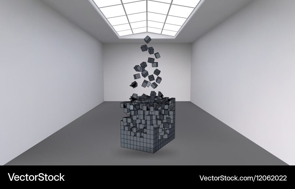 Hanging the cube from a multitude of small Vector Image