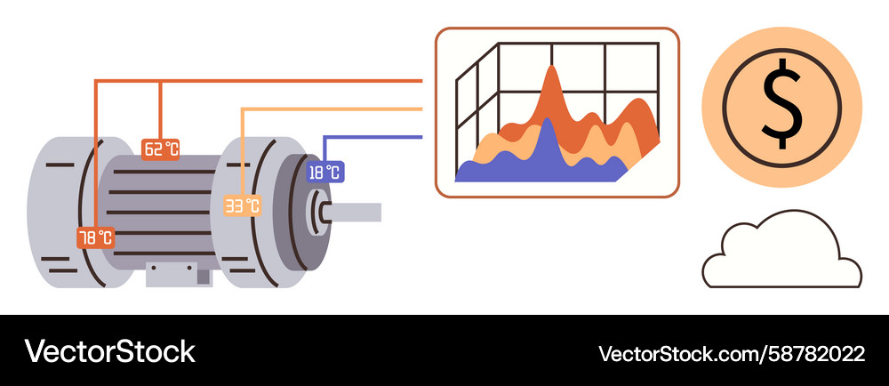 Industrial sensor data monitoring with graph Industrial sensor data monitoring with graph Vector Image