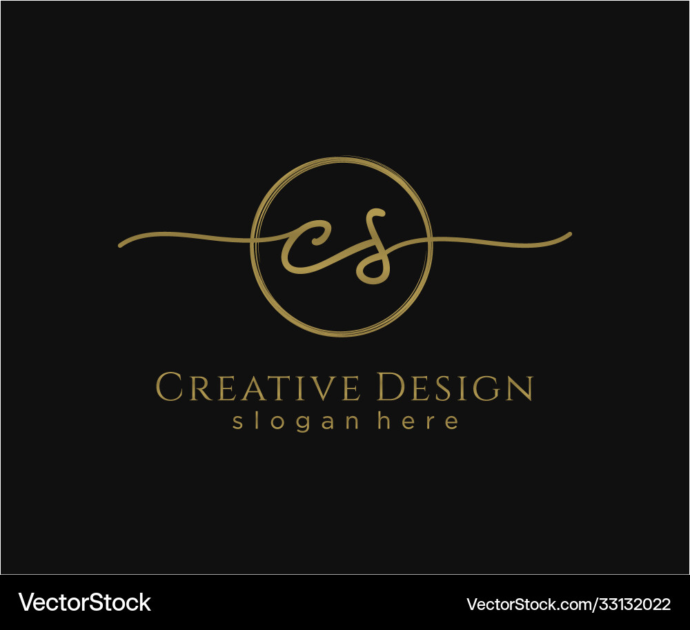 Initial cs handwriting logo with circle template Initial cs handwriting logo with circle template Vector Image