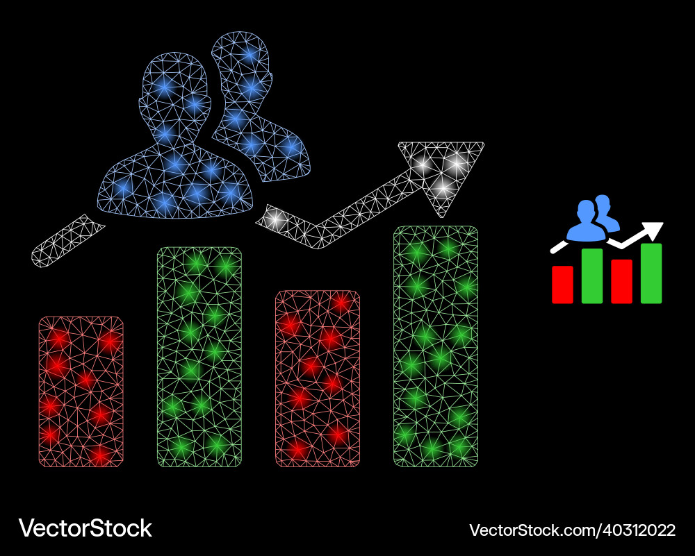Mesh net visitors bar chart with shiny Mesh net visitors bar chart with shiny vector image