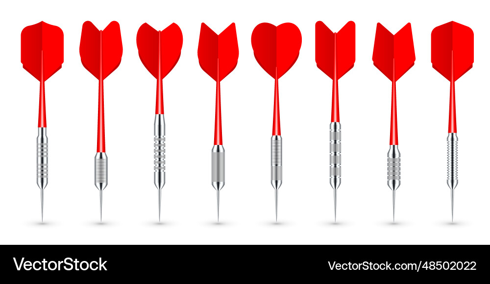 Red dart arrows with metal tip and shadow Red dart arrows with metal tip and shadow vector image