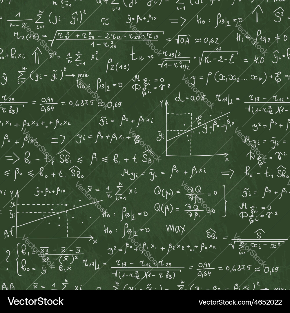 School seamless doodle pattern with math formulas Vector Image