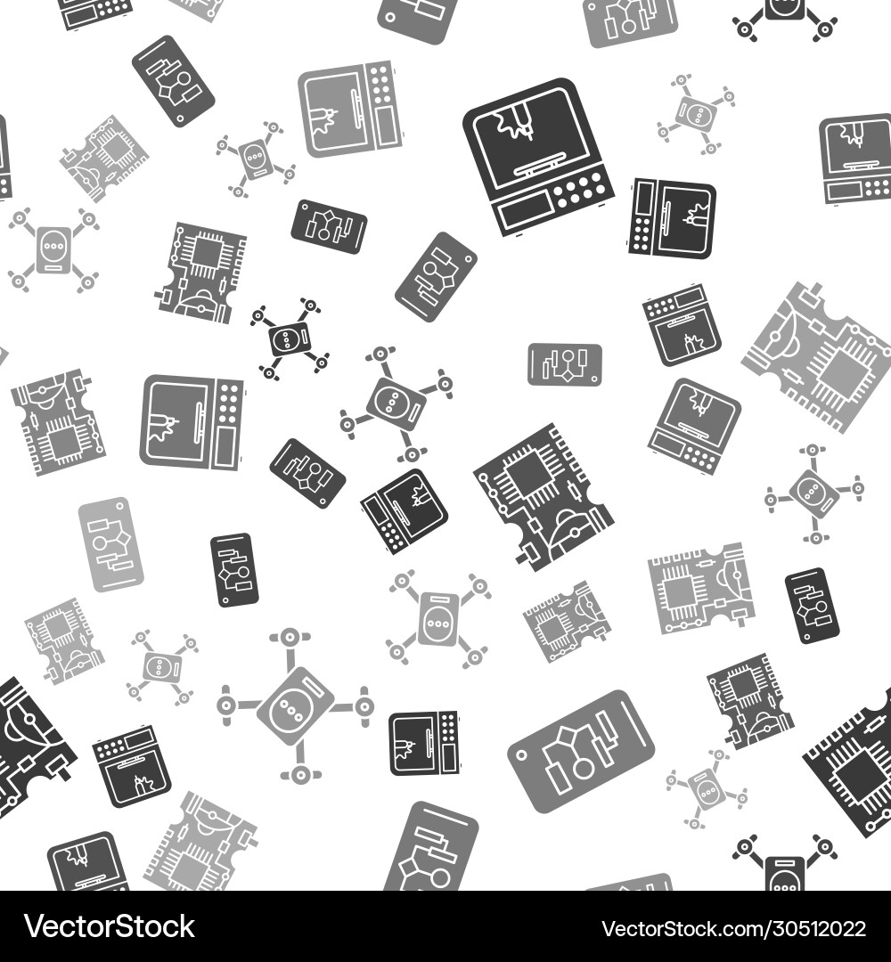 Set 3d printer algorithm printed circuit board Set 3d printer algorithm printed circuit board vector image