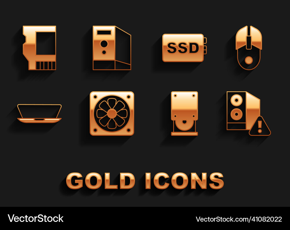Set computer cooler mouse case Vector Image