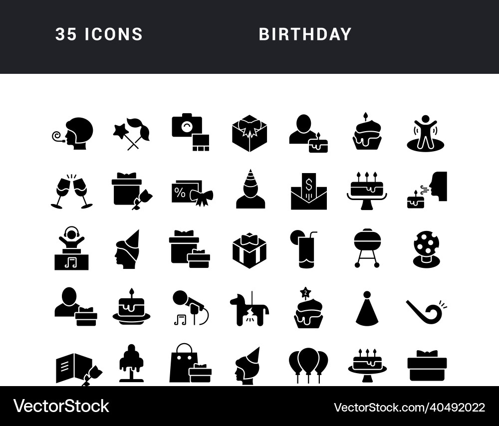 Set of simple icons birthday vector image