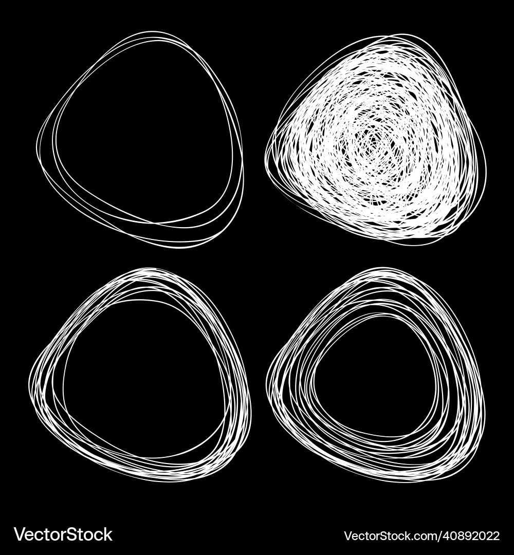Set of white hand drawn circles using sketch Set of white hand drawn circles using sketch vector image