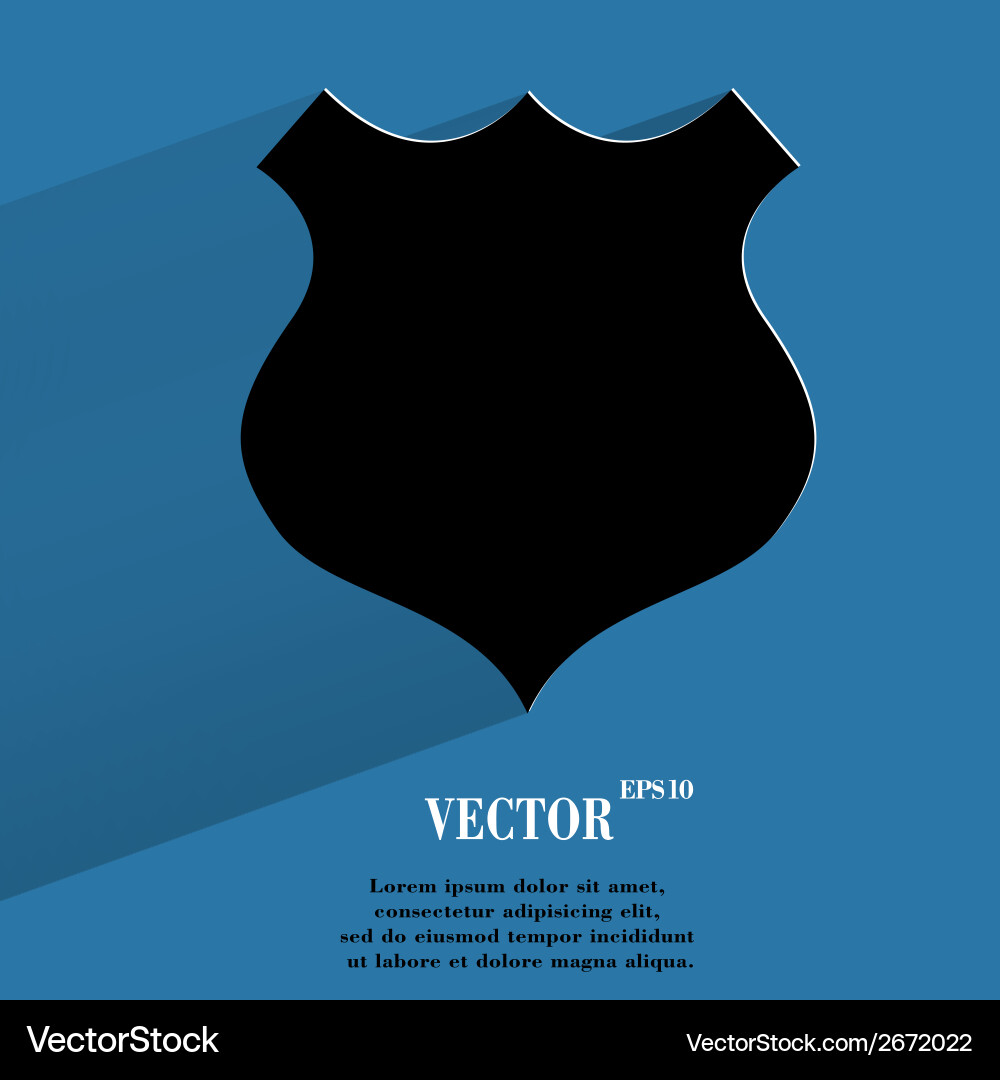 Shield flat modern web button with long shadow Vector Image