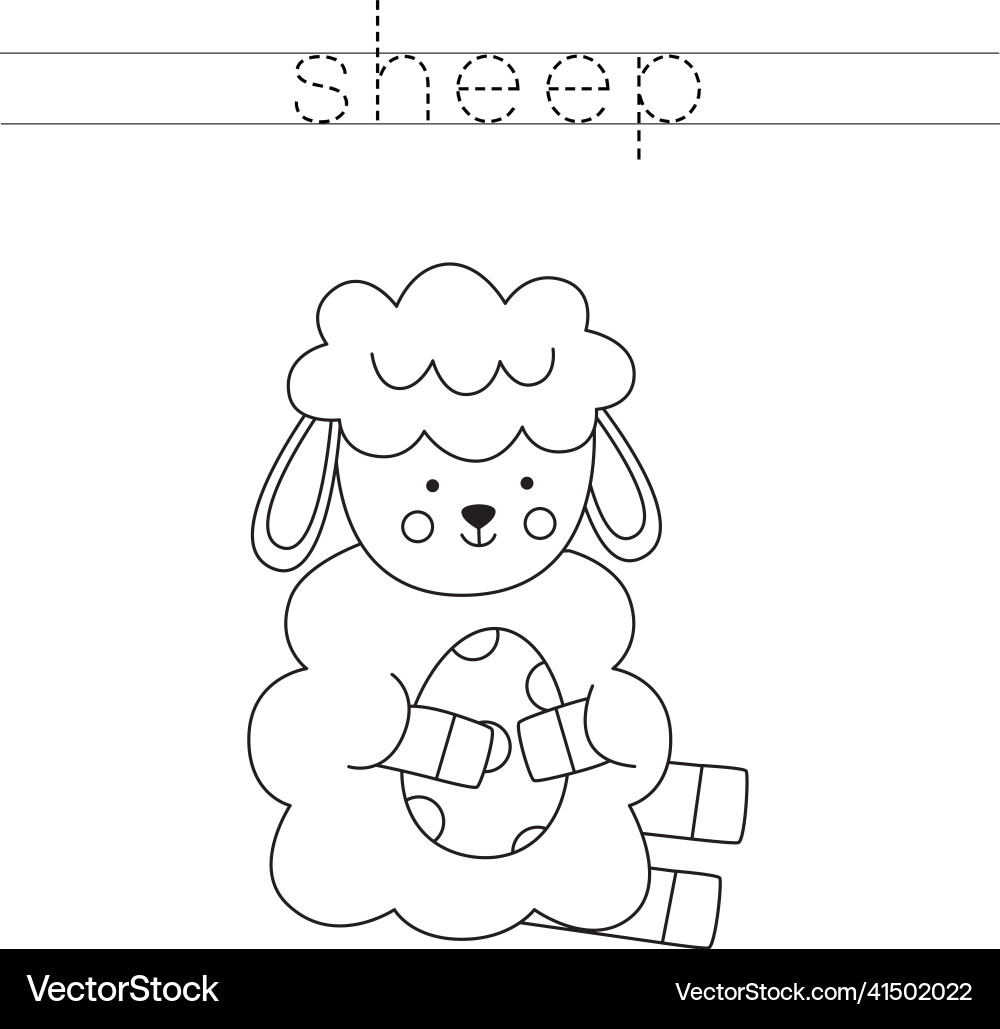 Trace the letters and color easter sheep Trace the letters and color easter sheep vector image