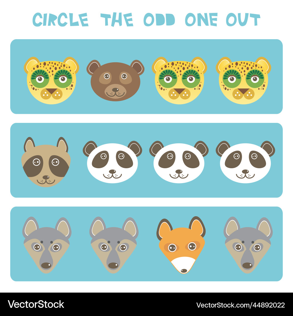 Visual logic puzzle circle the odd one out kawaii Visual logic puzzle circle the odd one out kawaii vector image