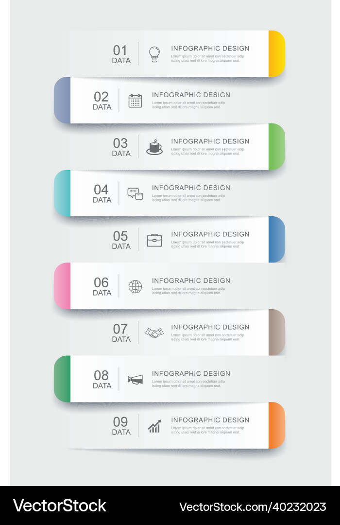 9 data infographics tab paper index template vector image