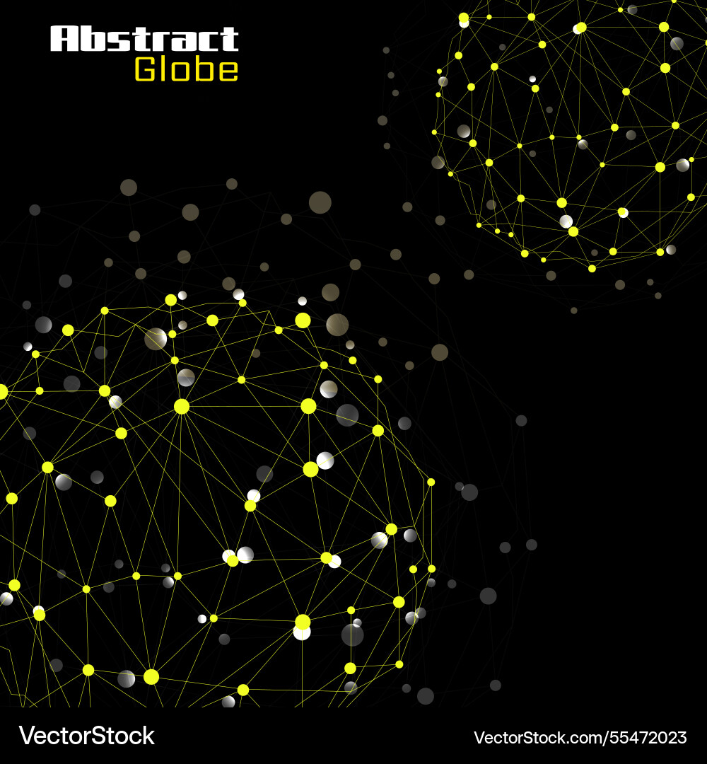 Abstract wireframe mesh spheres with glowing dot Abstract wireframe mesh spheres with glowing dot Vector Image