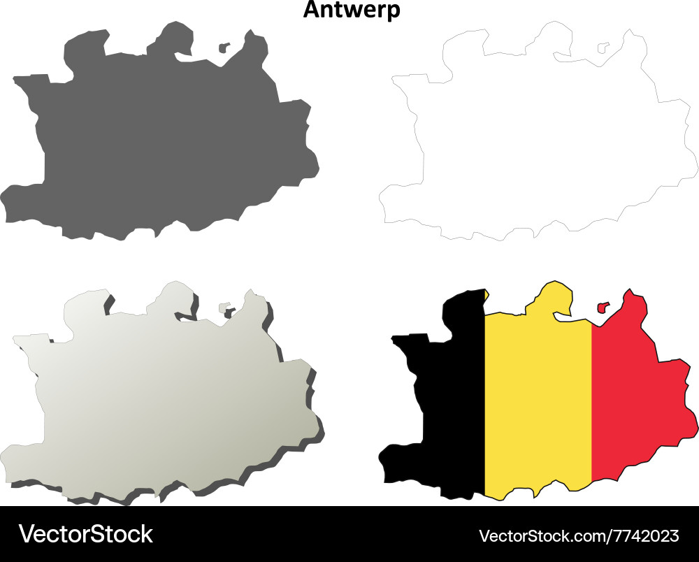 Antwerp outline map set - belgian version Vector Image