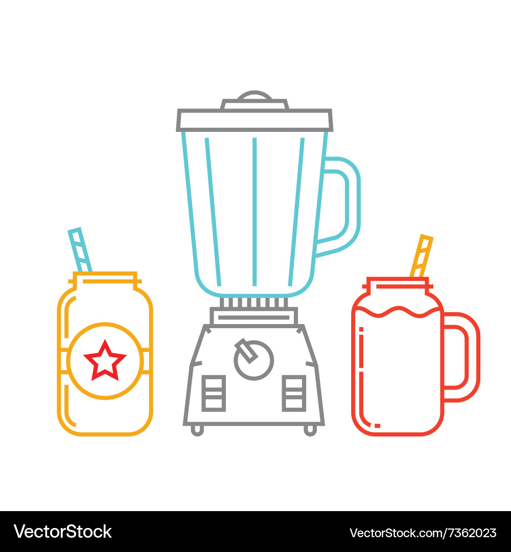 Blender with Mason Jars - Smoothie Set vector image