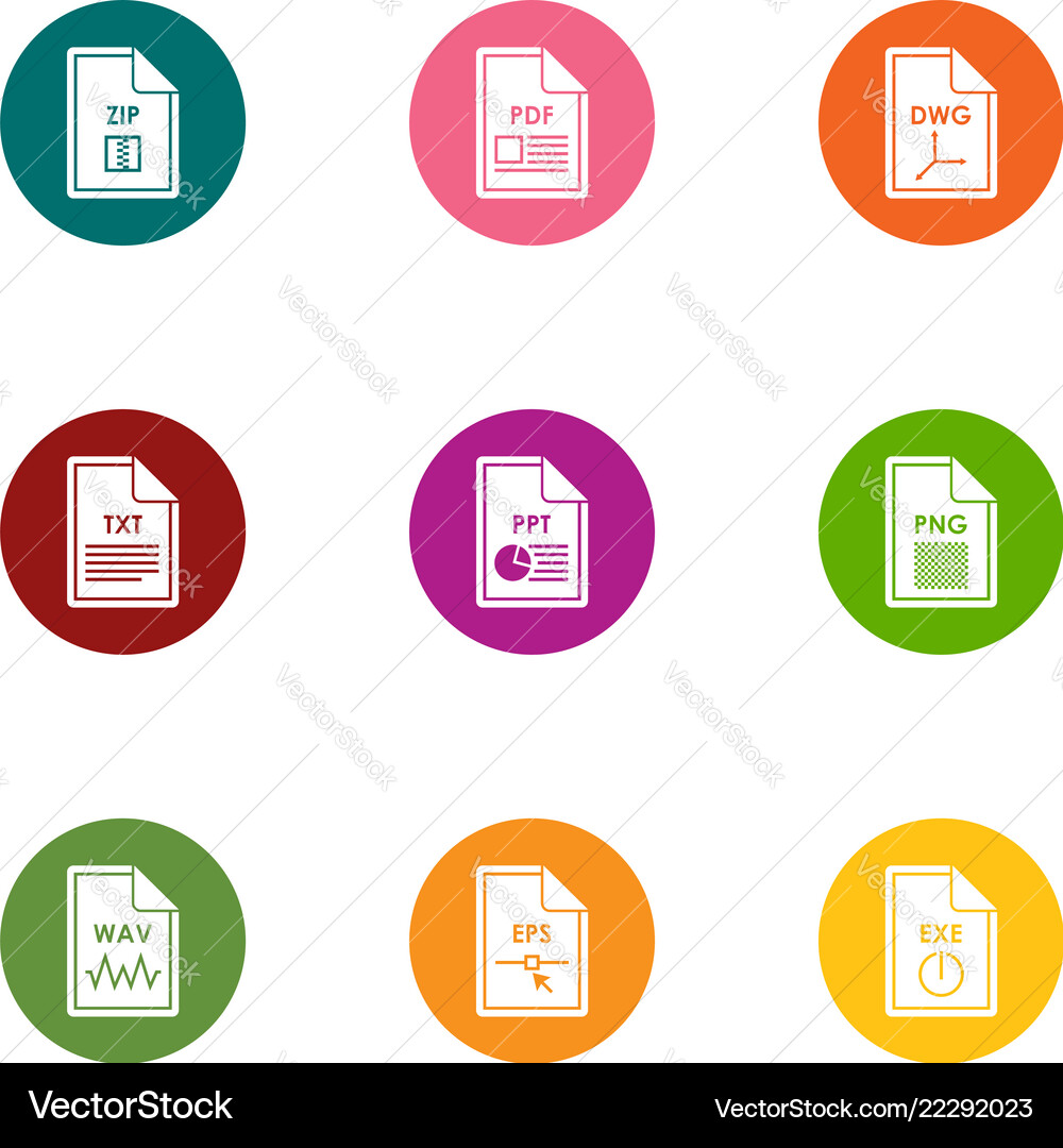 Computer file icons set flat style Computer file icons set flat style vector image