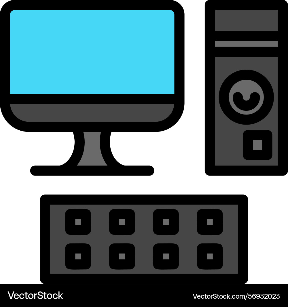 Computer line filled style icon design vector image