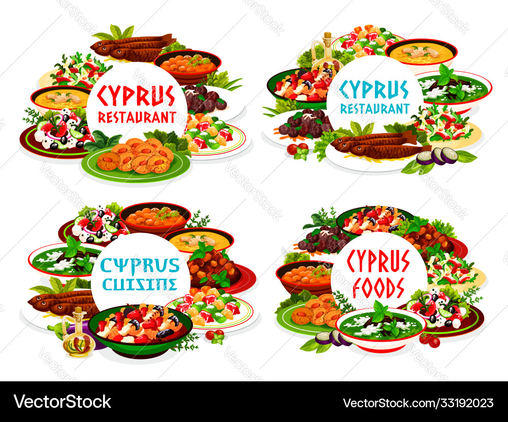Cyprian Küche cyprus Gerichte runde Rahmen Cyprian Küche cyprus Gerichte runde Rahmen vektorbild