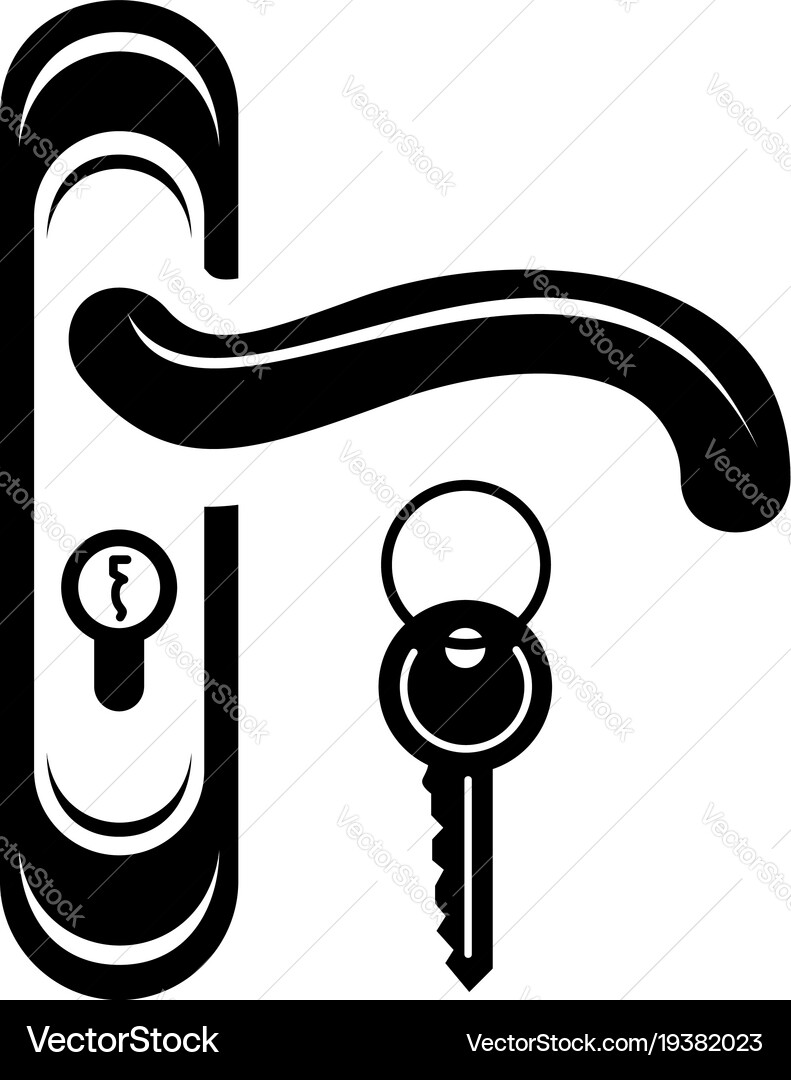 Door handle and key icon simple style vector image