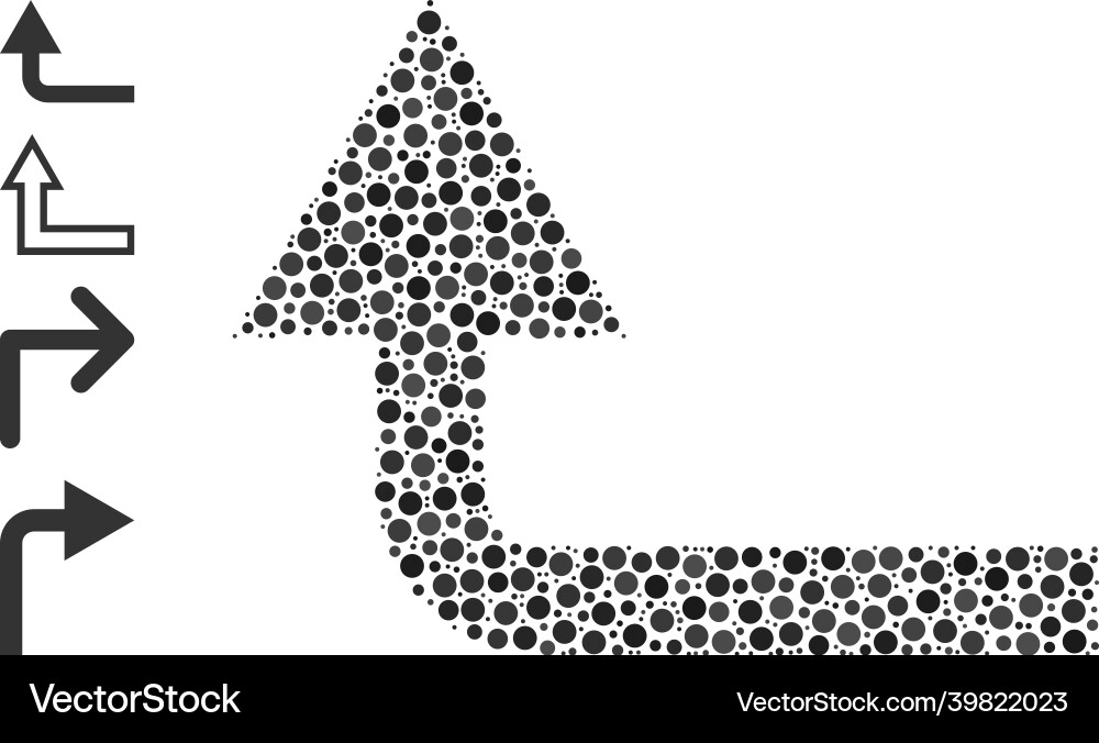 Dotted turn forward mosaic of round dots Vector Image