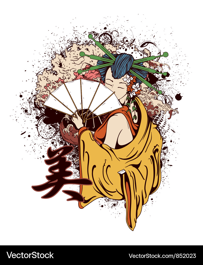 Japanisches Grunge T-Shirt Vektorbild
