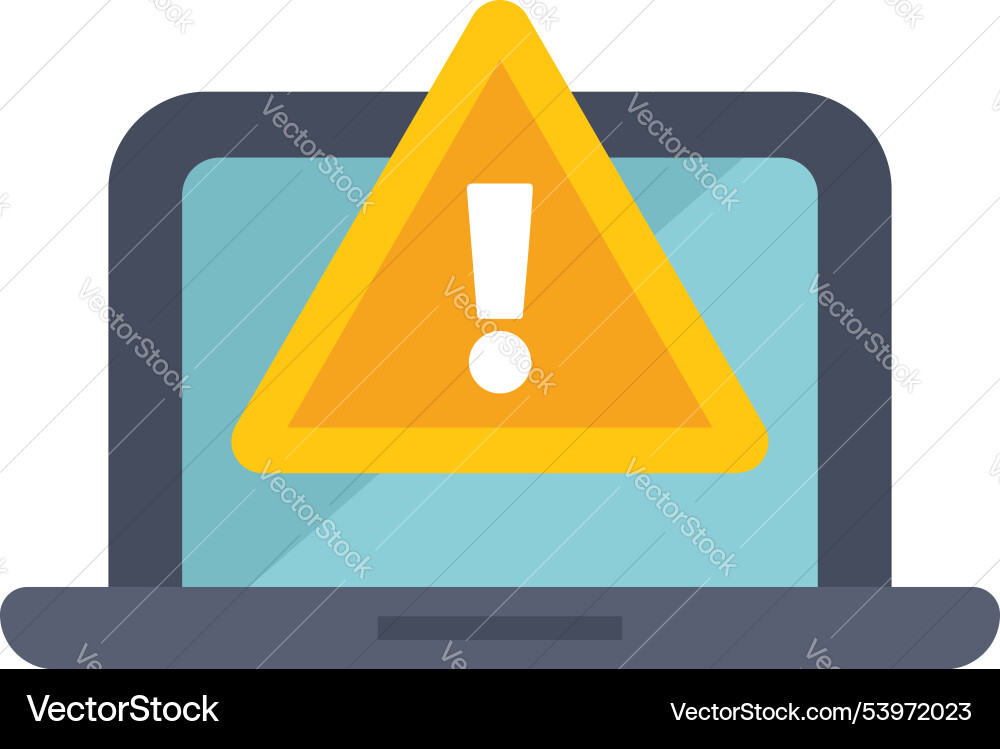 Laptop showing warning sign with exclamation mark Vector Image