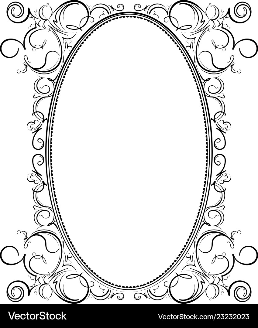 Old black oval frame with a blank space for text Old black oval frame with a blank space for text vector image
