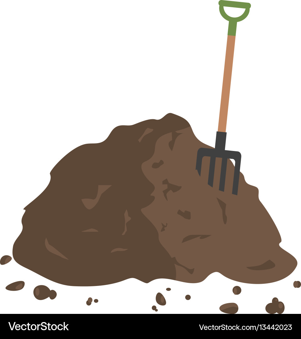 Organic Compost Heap with Pitchfork vector image