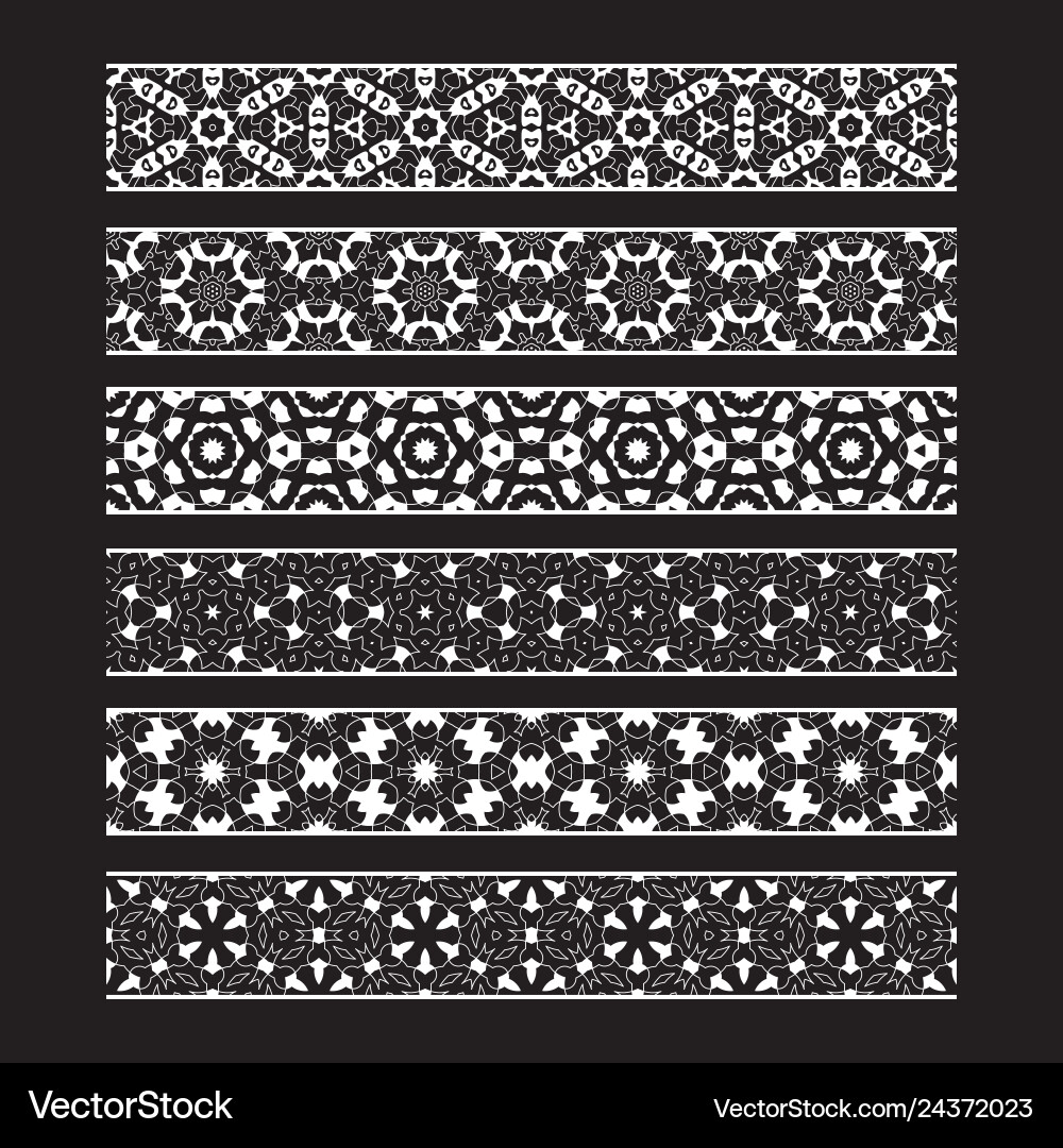 Patterned elements for brushes creating borders Vector Image
