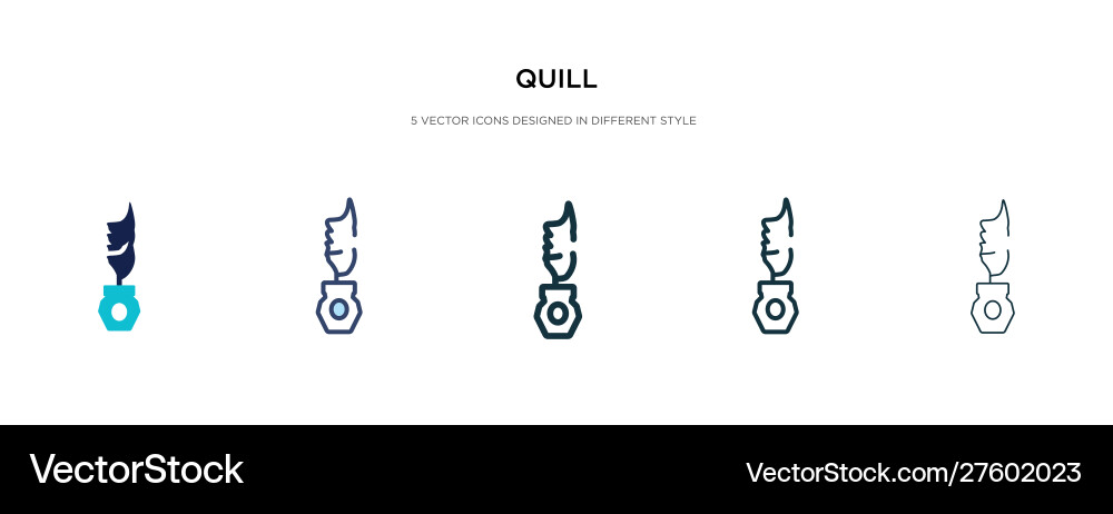 Quill icon in different style two colored vector image