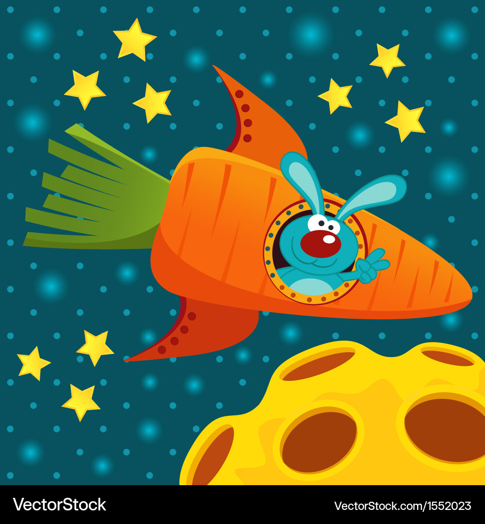 Rabbit in Space Rocket vector image