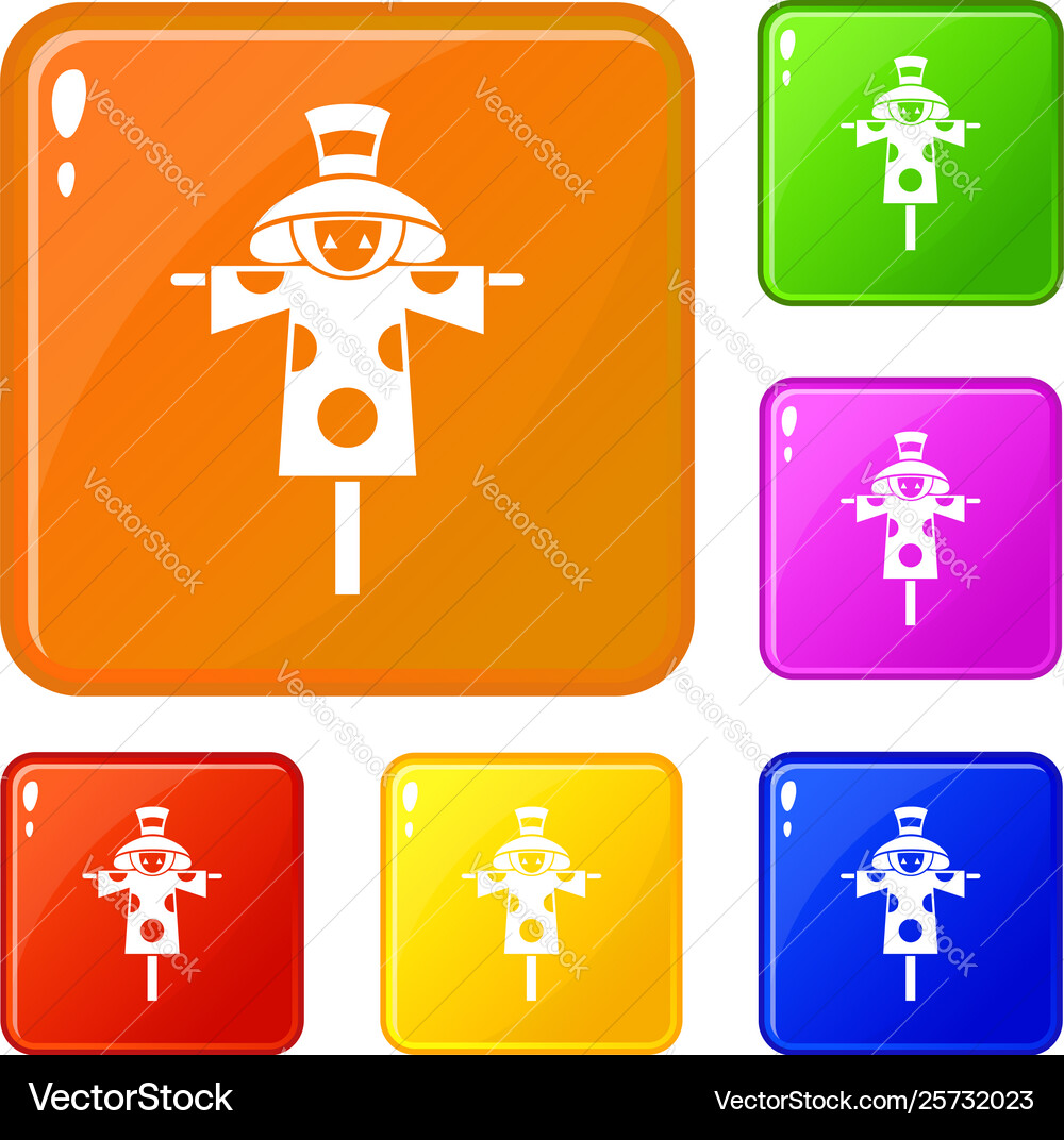 Scarecrow icons set color vector image