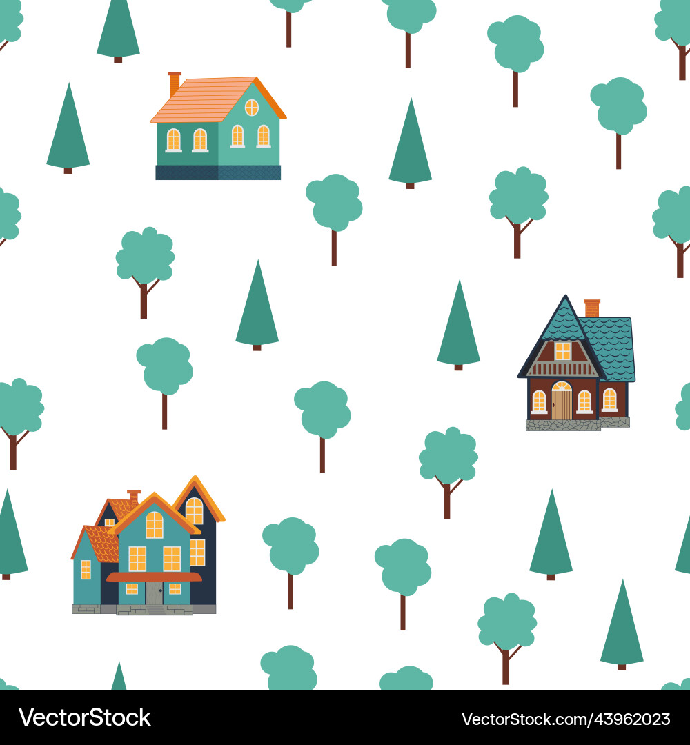 Seamless pattern of different colorful houses Vector Image