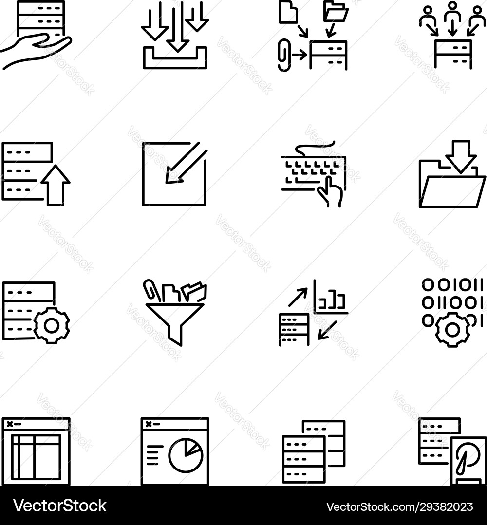 Set data processing activity line icon Set data processing activity line icon vector image